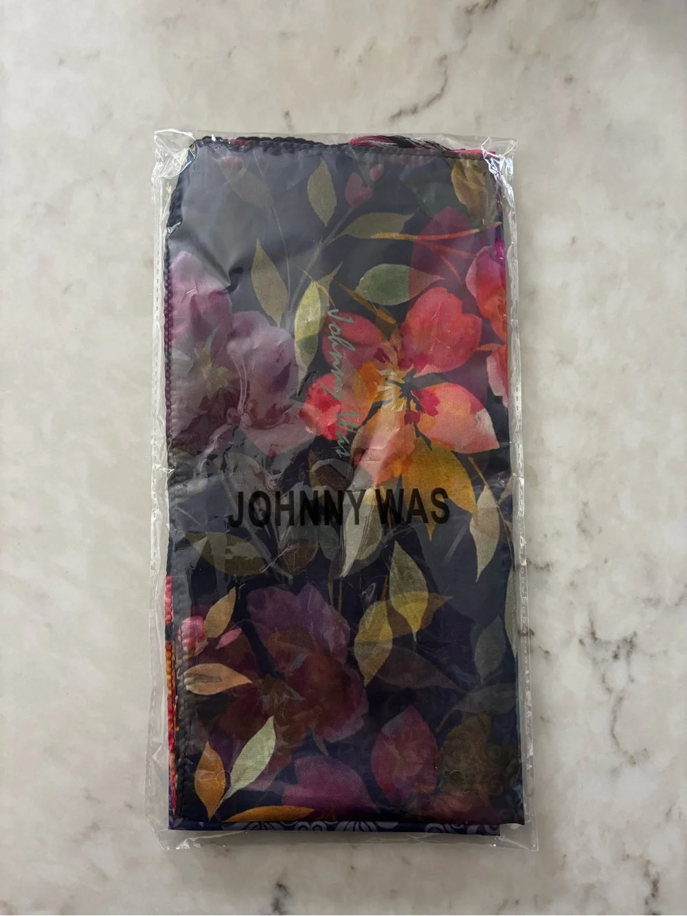 Johnny Was Multicolor Silk Scarf with floral print. Brand new with tags